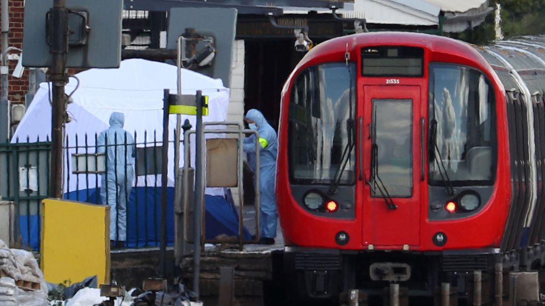 Forensic teams are combing the station for clues following the blast that injured 22 people