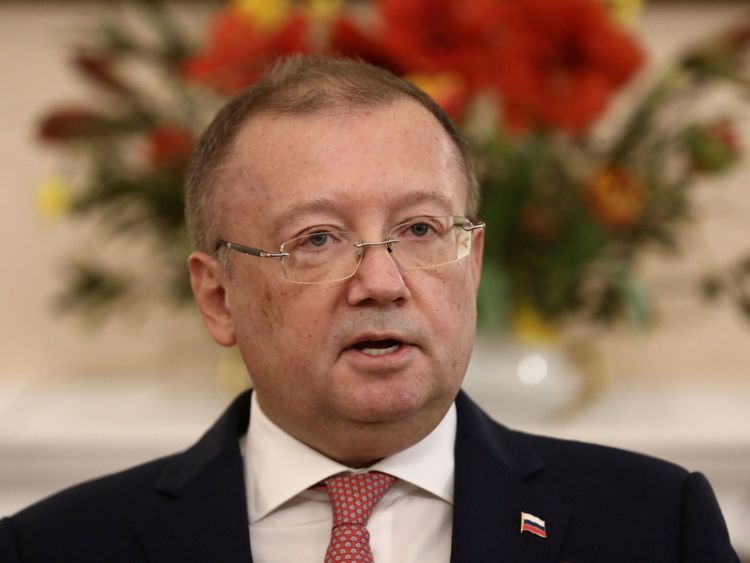 Russia&#39;s ambassador to the UK, Alexander Yakovenko, holds a news conference in the Russian Embassy in London