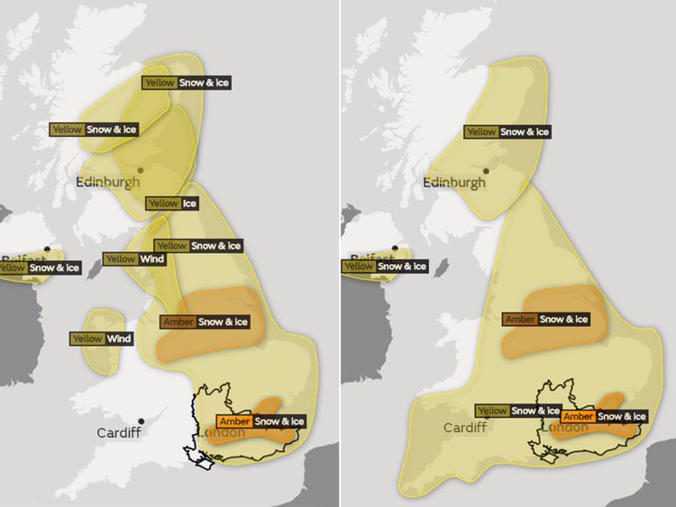 UK weather on Saturday and Sunday. Pic: Met Office