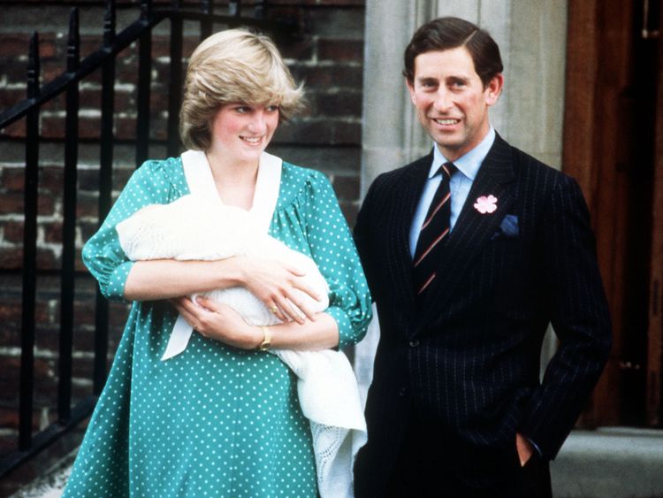 June 1982: Diana and Charles on the steps of the Lindo Wing at St. Mary's Hospital with their son Prince William
