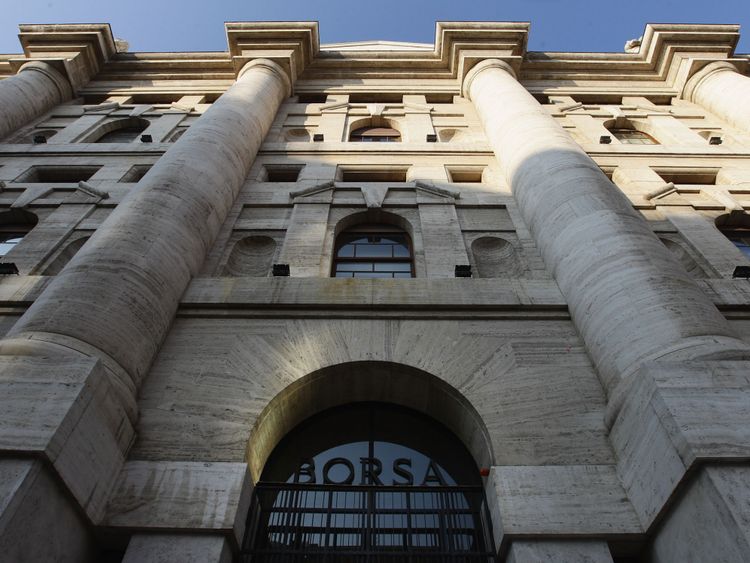 A general view of Palazzo Mezzanotte, head office of the Borsa Italiana (Milan Stock Exchange) on November 17, 2011 in Milan, Italy.