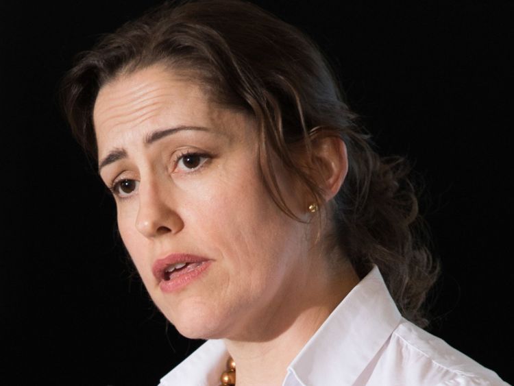 EDITORIAL USE ONLY Victoria Atkins MP, Parliamentary Under Secretary of State for Crime, Safeguarding and Vulnerability and Minister for Women, speaks at the launch of Bright Sky, an app that has been created by the Vodafone Foundation and Hestia to help people affected by domestic abuse, at the Science Museum in London.
