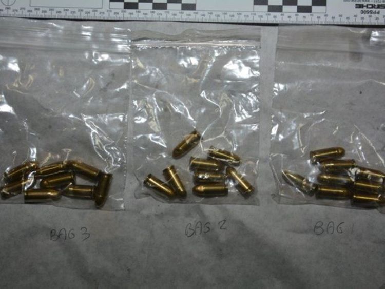 Ammunition found at an illegal gun factory in Hailsham, East Sussex