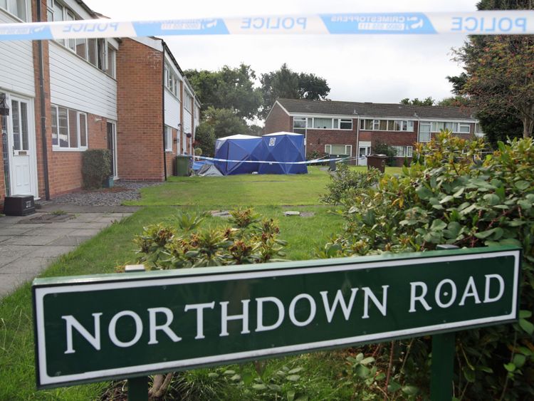 Forensic tents outside a house in Northdown Road, Solihull