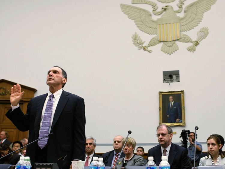 Chairman and CEO of Lehman Brothers Dick Fuld at a congressional session in October 2008