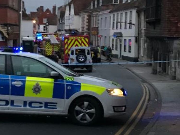 High Street, Salisbury, has been cordoned off by police. Pic: @samproudy01