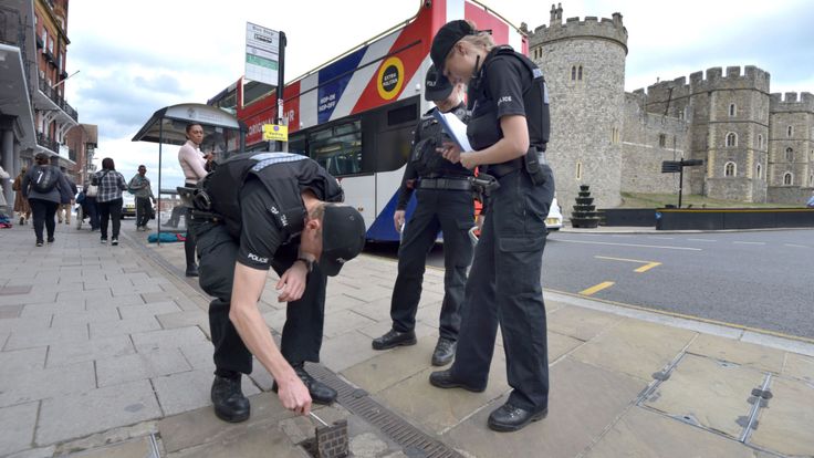 Police conduct security searches around Windsor ahead of the wedding